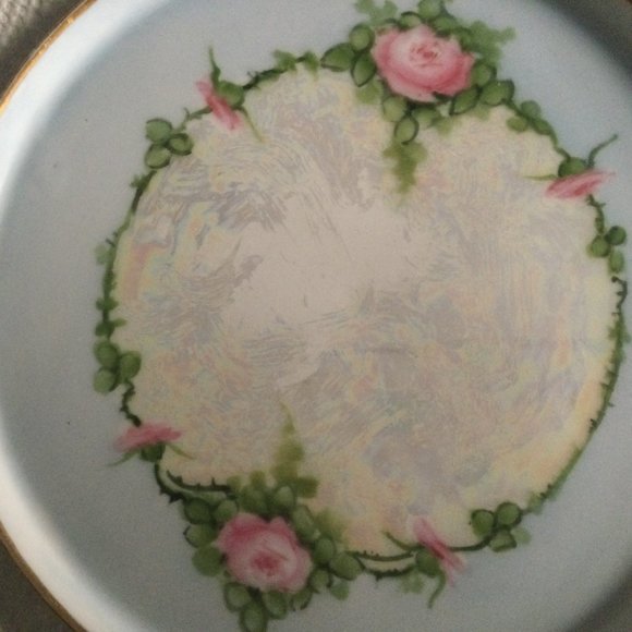 Antique hand painted Nippon small trinket candy dish luster pink rose 5.25" - Picture 3 of 6
